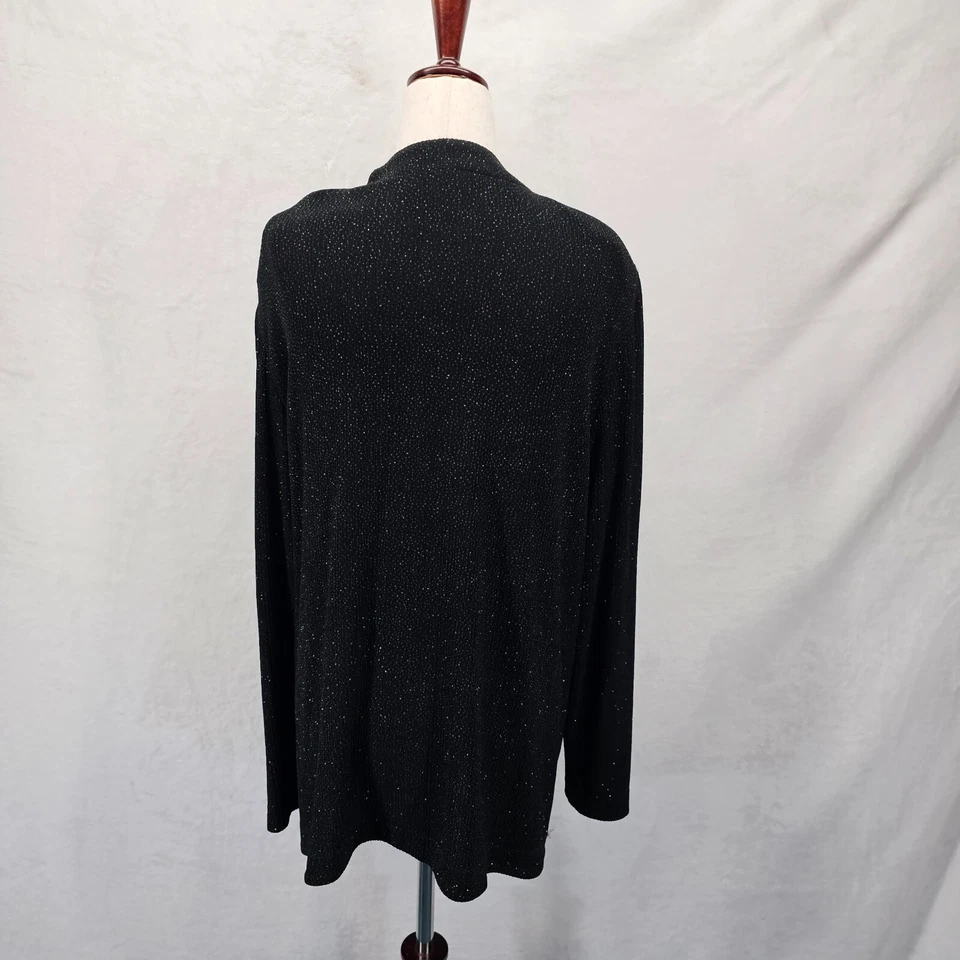 Cárdigan de fiesta Alex Evenings negro brillante frente abierto tejido con cuentas talla 16W Foto 2 de 4
