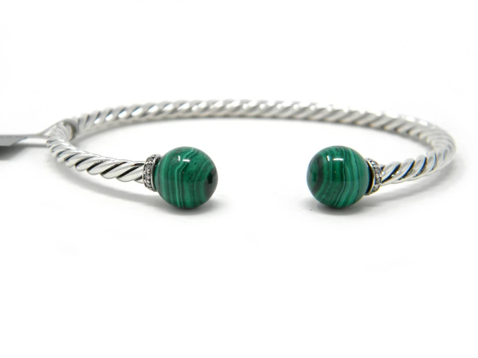 Brazalete David Yurman 9 mm Solari Bead Malaquita/Diamantes/Plata Nuevo con Etiquetas Foto 2 de 4