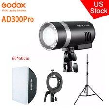 US Godox AD300Pro 2.4G TTL HSS Flash S2 Bracket 60 60cm Bowens Softbox 2m Stand