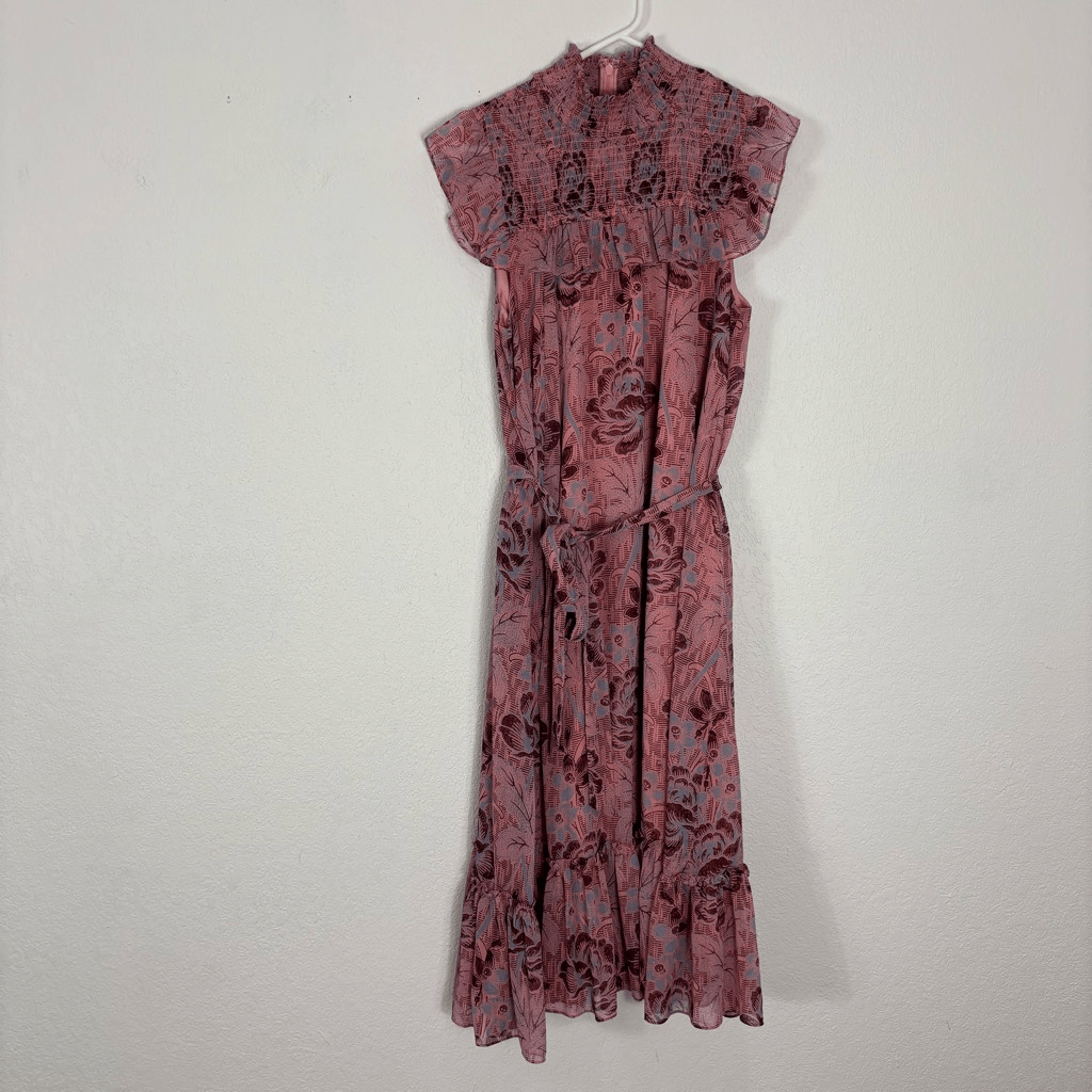 Likely Pink and Blue Patterned High Neckline Maxi Dress | eBay