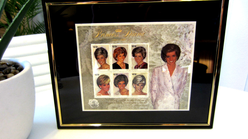 Framed Princess Diana Memorial - Sheet of 6 Stamps - Scott #3234 Guyana $80