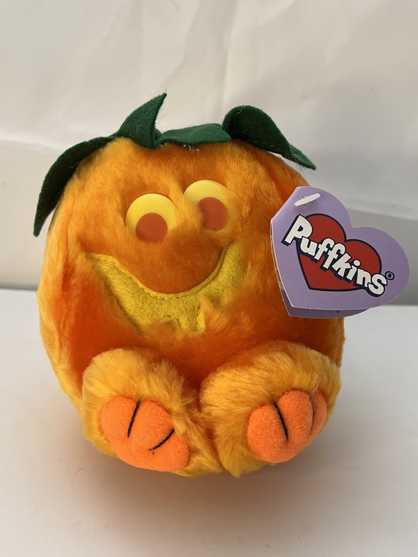 1999 VTG Puffkins HALLOWEEN Jack pumpkin Swibco Plush Toy RETIRED W/Tag