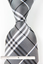 New Classic Striped Black Gray JACQUARD WOVEN 100 Silk Men's Necktie Tie