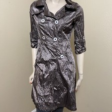Women’s Brown Polyester Casual Waisted Buttons Pocket Collored Lined Size M Coat