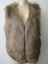 Jack Brown Mix Fuzzy Faux Fur Sleeveless Vest Size L - New