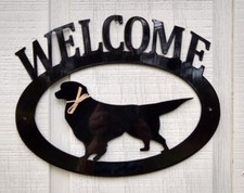 Golden Retriever Handcrafted Metal Welcome Sign black silhouette Made in the USA