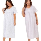 Long Nightdress Ladies Nightie Size 10 to 26 Blue or Pink Floral 48 Inches Long