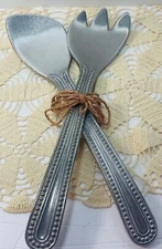 Wilton Armateke "Flutes & Pearls" Metal 13" Salad Set Tossing & Seeving Lime New