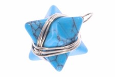  Türkis (rec.) Merkaba Stern Schmuck Anhänger Öse silber farben 18x18mm  HS391