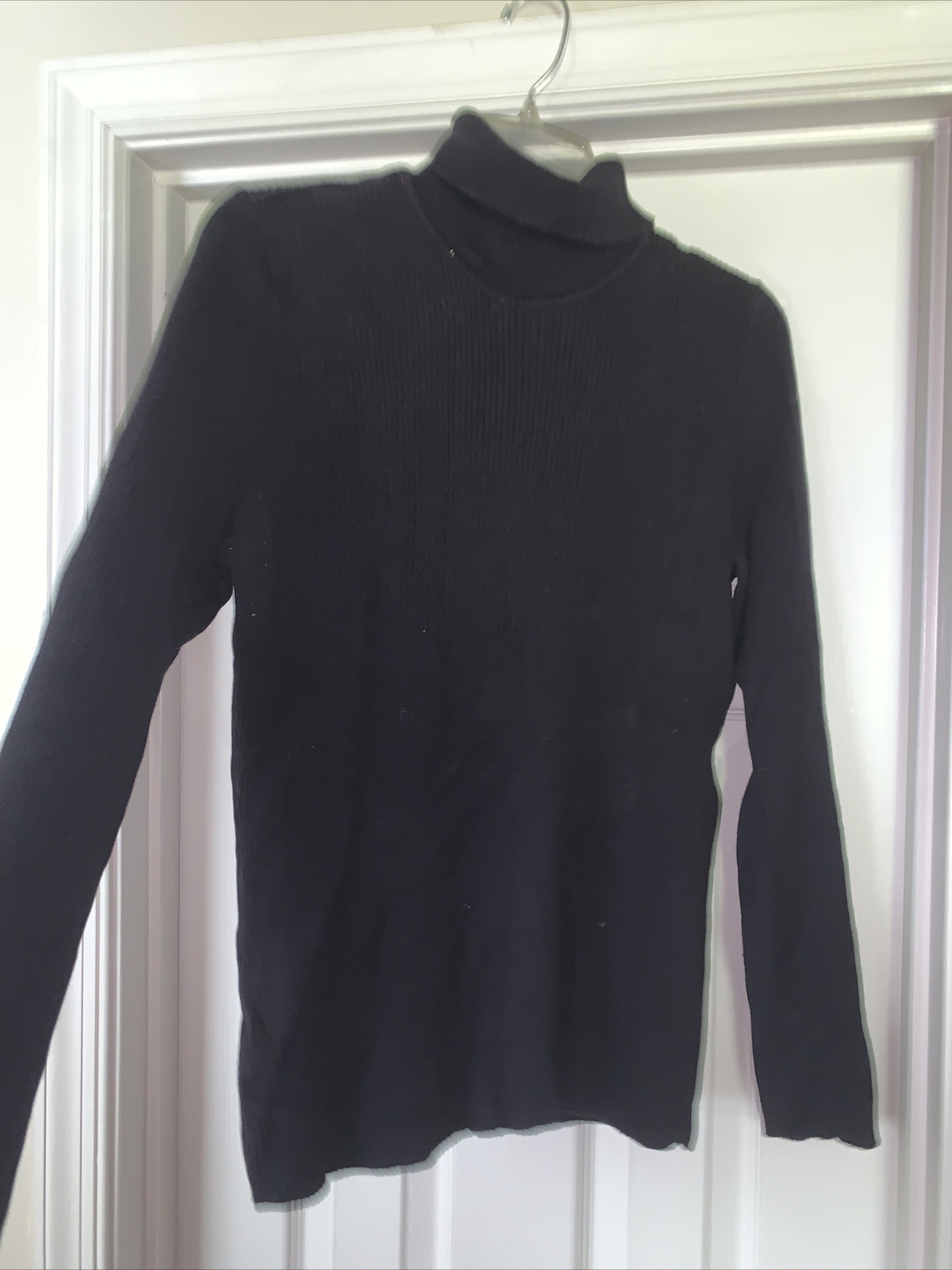 BASIC EDITIONS Ribbed Turtle Neck Sweater ALL BLA… - image 1