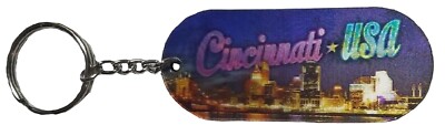 Cincinnati Ohio Oval Double Sided 3D Key Chain
