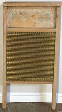 Vintage Polly Prim Washboard - Wood, Tin - 24"