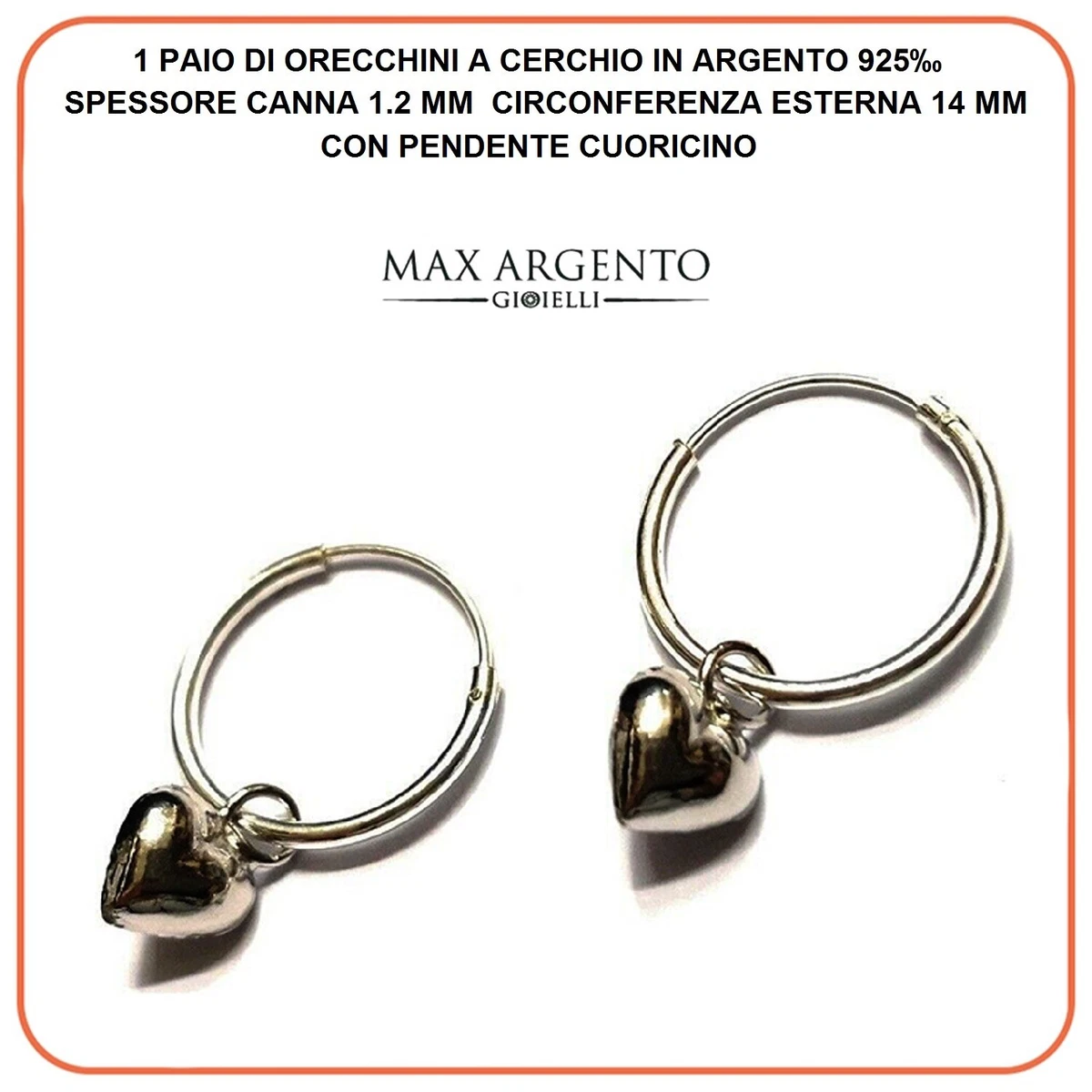Orecchini a cerchio in argento sterling placcato oro: cuore o cerchio con zirconi cubici - Italia