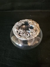Vtg 1995 RAWCLIFFE Pewter Glass Potpourri Jar & Pewter Lid - Fruit on Vines