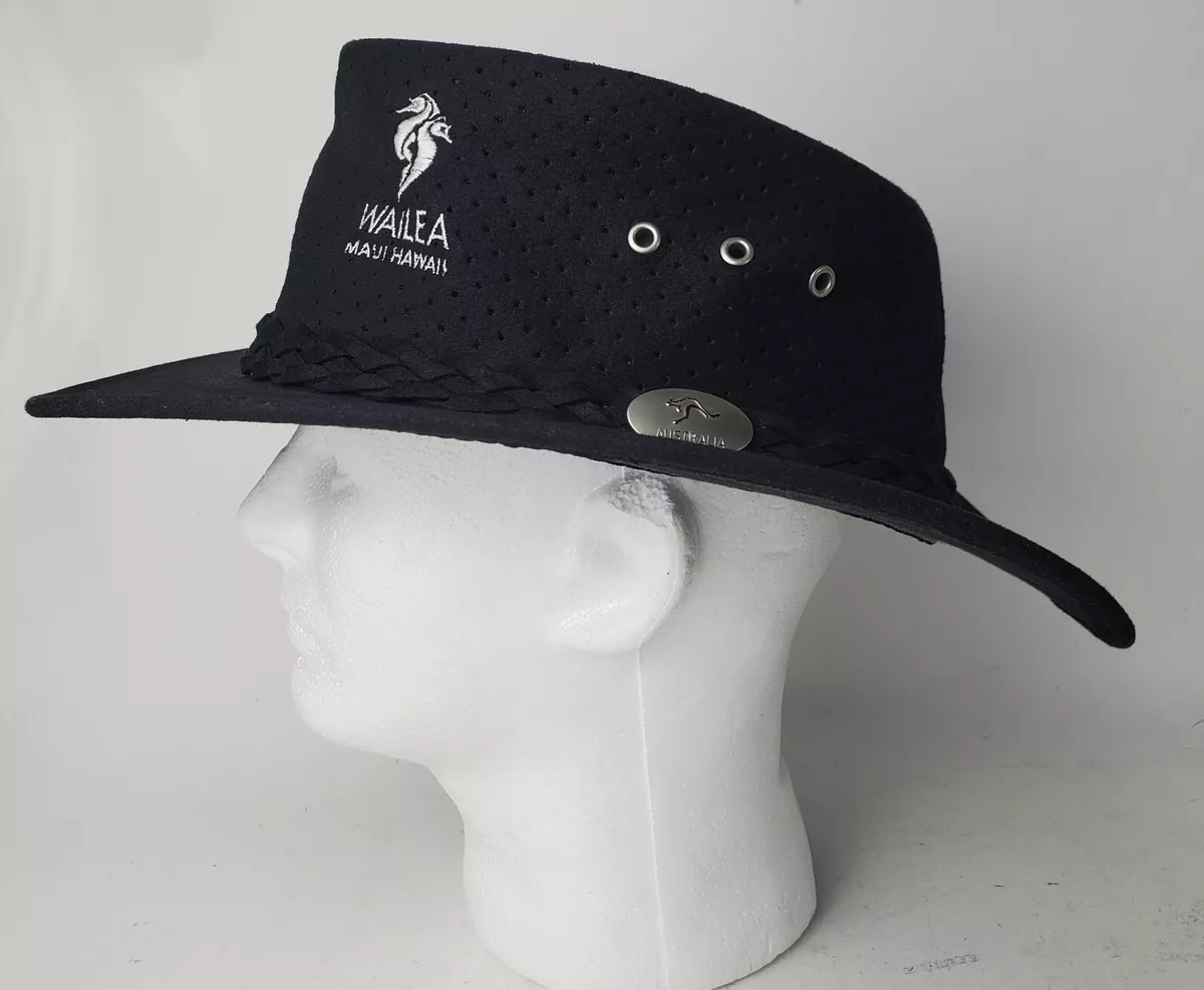 Aussie Chiller Hat Black XL Perforated Golf Wailea Maui Hawaii