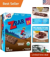 Zbar Organic Chocolate Brownie Snack Bars - 24 Individual Packs, Lunchbox Ready