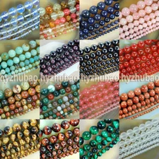 Wholesale 4/6/8/10/12/14mm Natural Mix Gemstones Smooth Round Loose Beads Strand