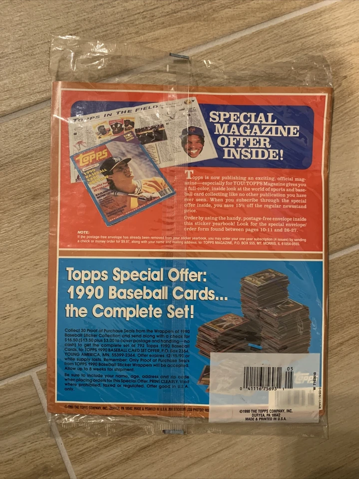 Juego completo de béisbol Topps 1990 anuario y pegatinas sellado de fábrica sin abrir  Foto 2 de 3