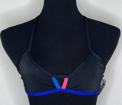 Jolyn Bikini Swim Top Luke XL  Black (Blueberry Watermelon Trim) New with tag