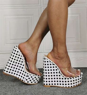 faux fur slippers platform women shoes high heel slippers wedge platform high heels shoes 