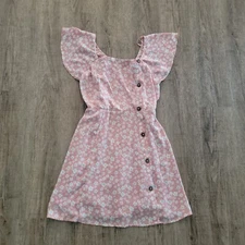 Sienna Sky Above Knee Dress ~ Sz M ~ Short Sleeve ~ Pink ~ Floral