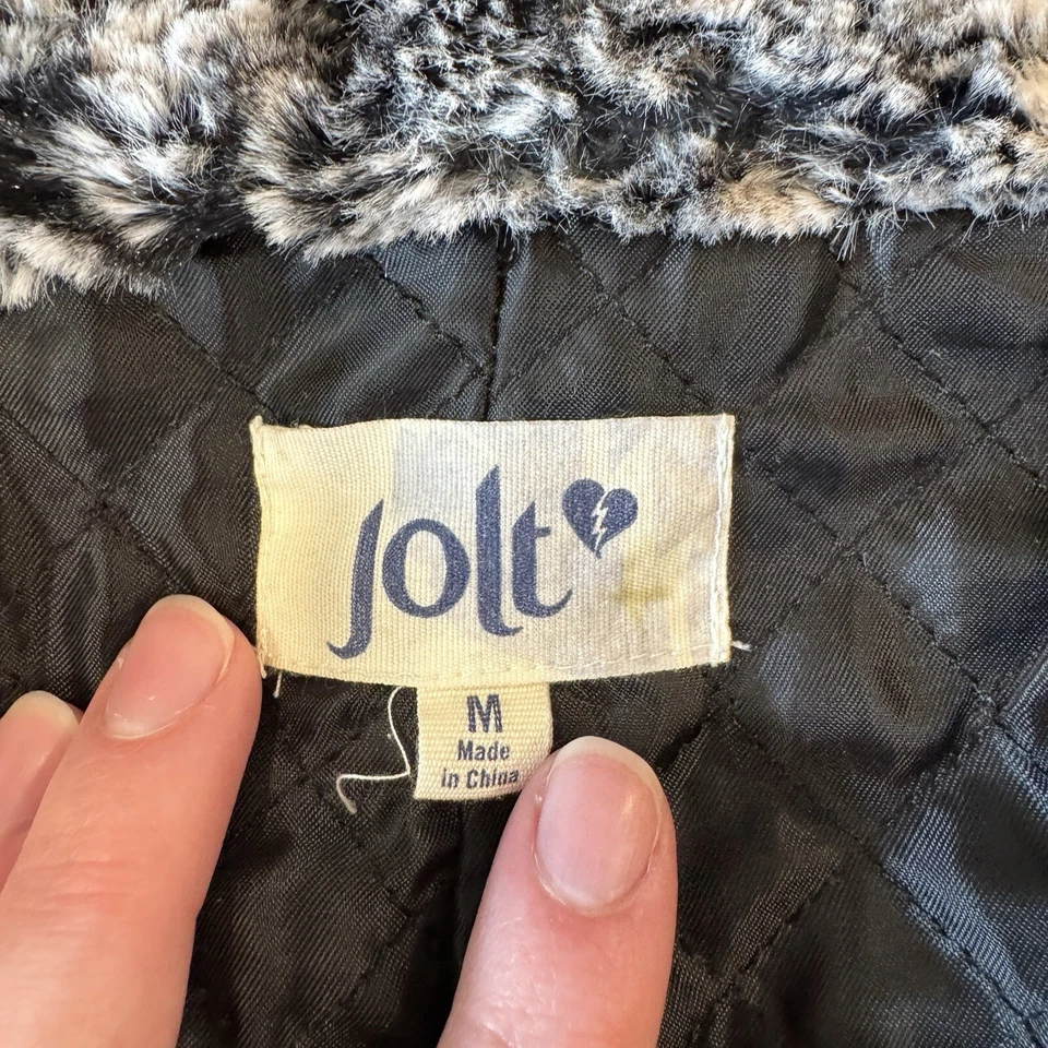 Chaqueta JOLT Imitación Piel Frente Abierto Gris Negro y Blanco Super Suave M Forro Acolchado Foto 3 de 4