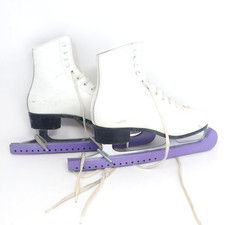 VGT Riedell Silver Blade Fiesta 9 1/3 Sheffield Steel Ice Skates England Size 4
