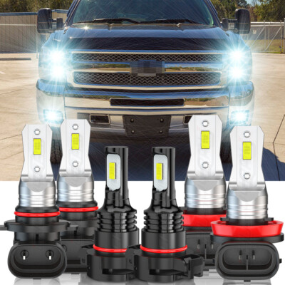 SHENKENUO 6x 6000K LED Headlights & Fog Light Bulbs For Chevy Silverado 1500/2500 2007-2015 - HB3 9005 5 thumbnail image