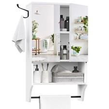 Bathroom Wall Cabinet with Mirror, Medicine Cabinet with 2 Door and Adjustabl...