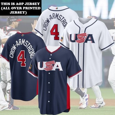 HOT! Men's Crow-Armstrong #4 USA Baseball 2026 Name & Number Player - AOP Gift