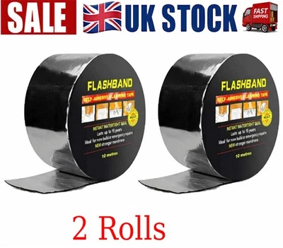 FLASHING TAPE FLASHBAND SELF ADHESIVE ROLL ROOFING REPAIR FELT LEAD BITUMEN 10M