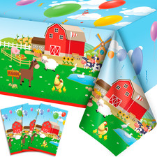 Farm Animals Party Tablecloth Barnyard Table Cover Supplies Birthday Decorations