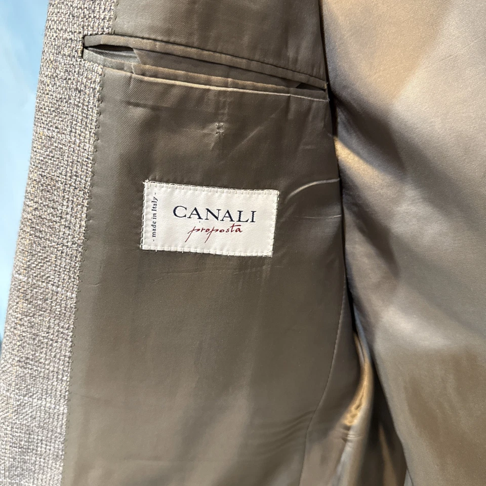 Canali Proposta Sports Coat, EU52R, Brown Windowpane, Silk/Cashmere - Image 4 of 4