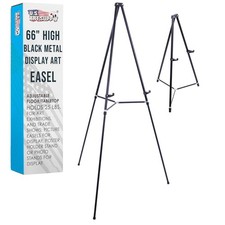 U.S. Art Supply 66 High Black Metal Display Art Easel - Large Adjustable Hei...