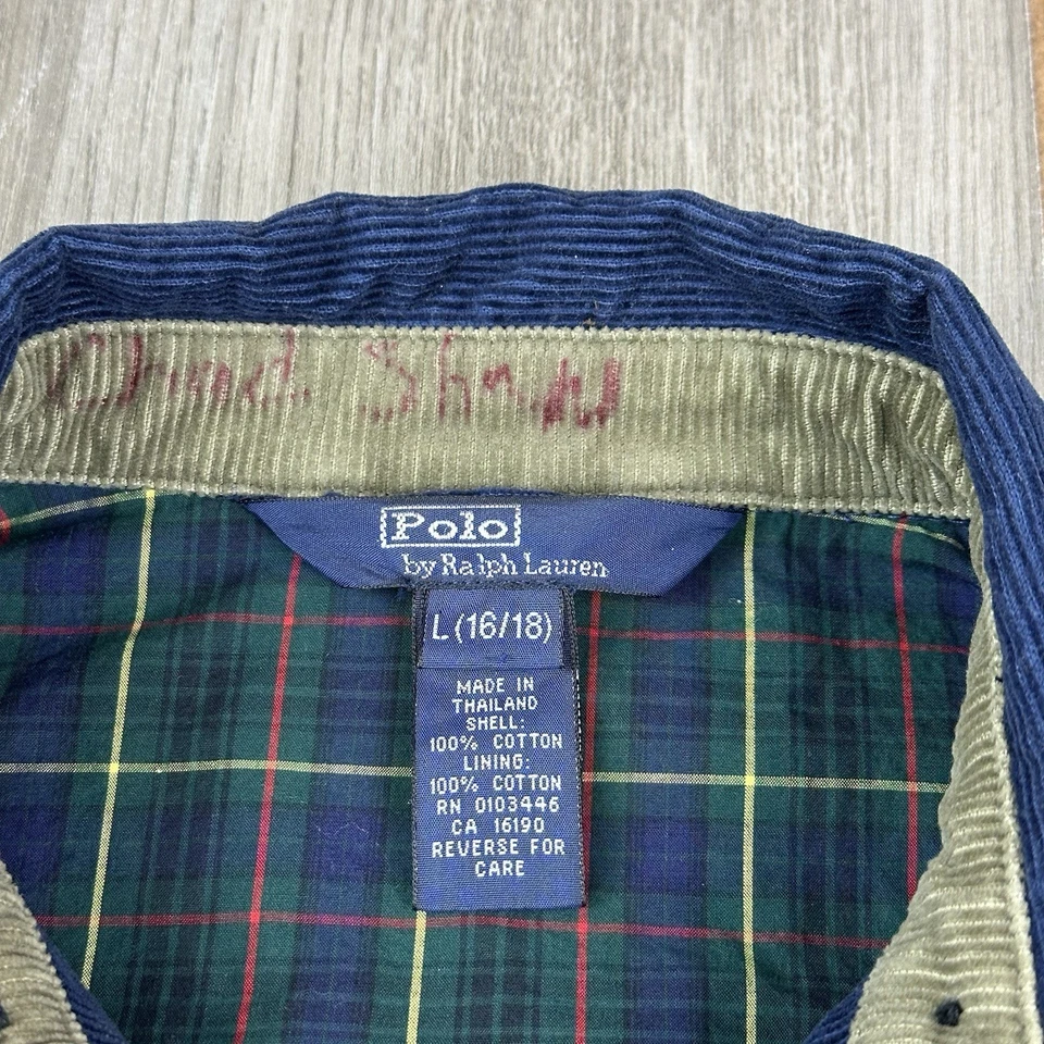 Chaqueta Polo Ralph Lauren Niños L (16-18) Pana Azul Cuello con lengüeta Clásica *defectos Foto 2 de 4