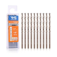 1/8 Inch Cobalt Drill Bits 10pcs M35 High Speed Steel 135 Degree Tip Jobber L...