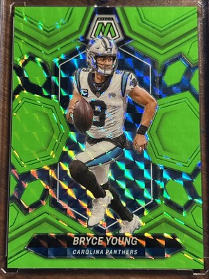 2024 Panini Mosaic Football Bryce Young #29 Green Flourescent 9/10 Jersey Match