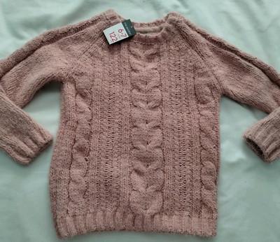 NWT GIRLS PRIMARK PINK COZY PULL-OVER LONG SLEEVE COMFY CASUAL SWEATER SZ 6 - 7