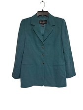 Linda Allard Ellen Tracy Petite 6 Teal Wool Blend Blazer Jacket Women Career