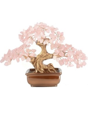 Chakra Rose, Quartz, Bonsai Tree Of Life Healing, Beautiful Decor Gift