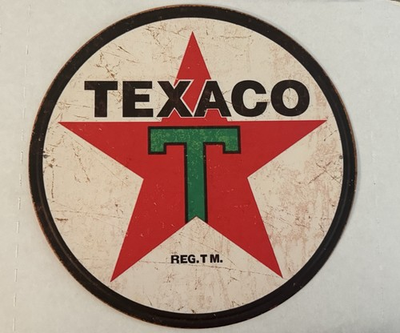 #ad Texaco Motor Oil Round Tin Sign Mechanic Garage Auto Gas Oil Station Shop $5.90