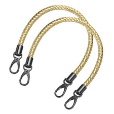 2Pcs 50cm Short Leather PU Braided Purse Replacement Handle - Gold, Black