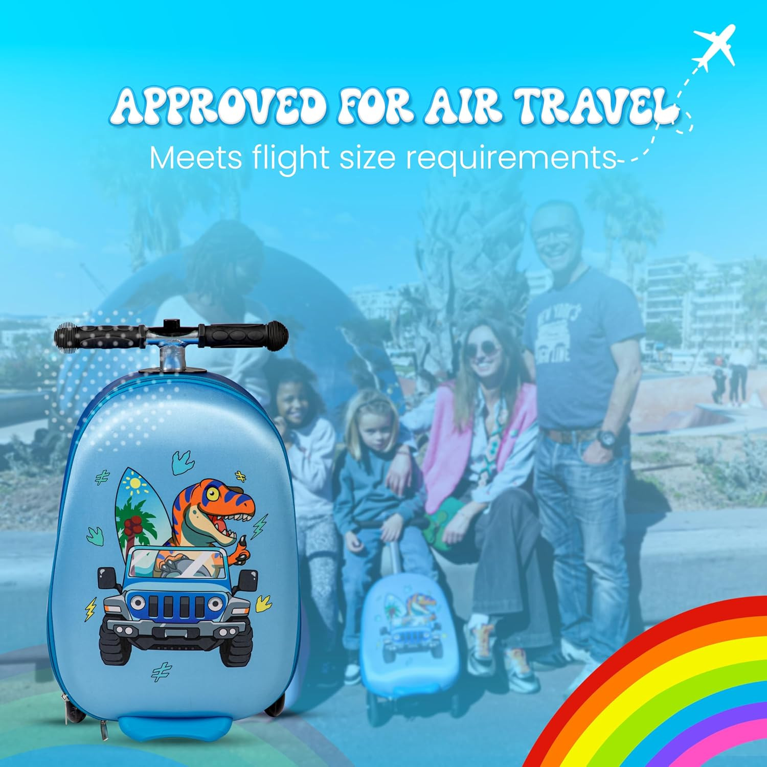 Dinosaur Ride-On Scooter Suitcase - Fun Travel Luggage for Kids