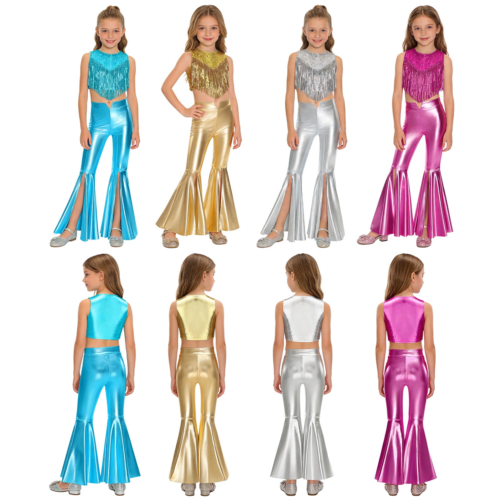 Girls Costume Rave Set Pants Outfits Dancewear Holiday Music Festival Halloween