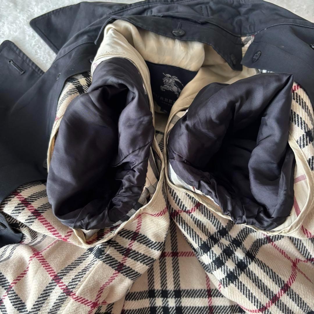 Burberry London Trench Coat Black Nova Check w/Wool Liner Women Size XS/S Used thumbnail 9