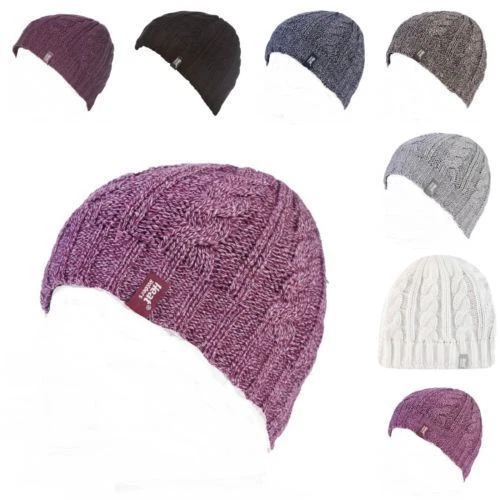 Heat Holders - Womens 3.4 TOG Fleece Lined Cable Knit Thermal Winter Hat