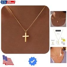 Easter Basket Stuffer Cross Necklace for Women Girls, Dainty 14K Gold Silver ...