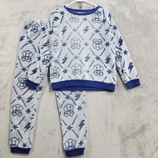 Harry Potter Pajama Set Womens S Blue Fleece Hogwarts Lightning Winter Lounge