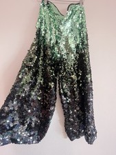 Zara Green Sequin Flair Party Pants Womens Si...