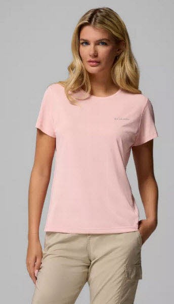 Спортивная рубашка Columbia Zero Rules Light SS Crew Damen розового цвета 7690₽